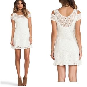 Free People Kiss the Sun Ivory Lace Cold Shoulder Mini Dress | XS